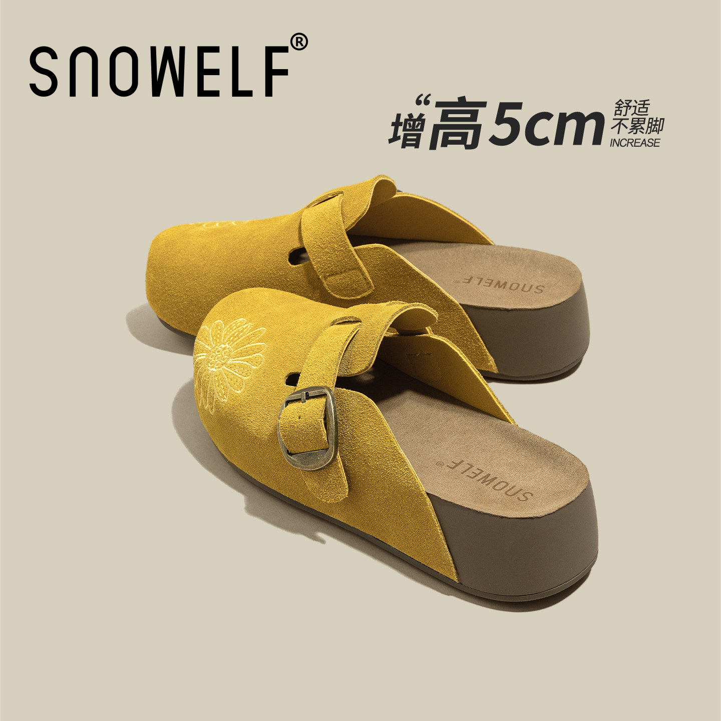 张凌赫同款厚底勃肯鞋女款2026新款夏季新款百搭一脚蹬半拖鞋外穿