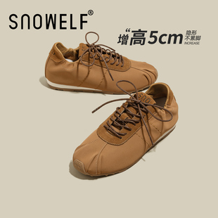 复古玛丽珍女鞋2026新款春季气质小单鞋绸缎褶皱内增高芭蕾舞鞋子