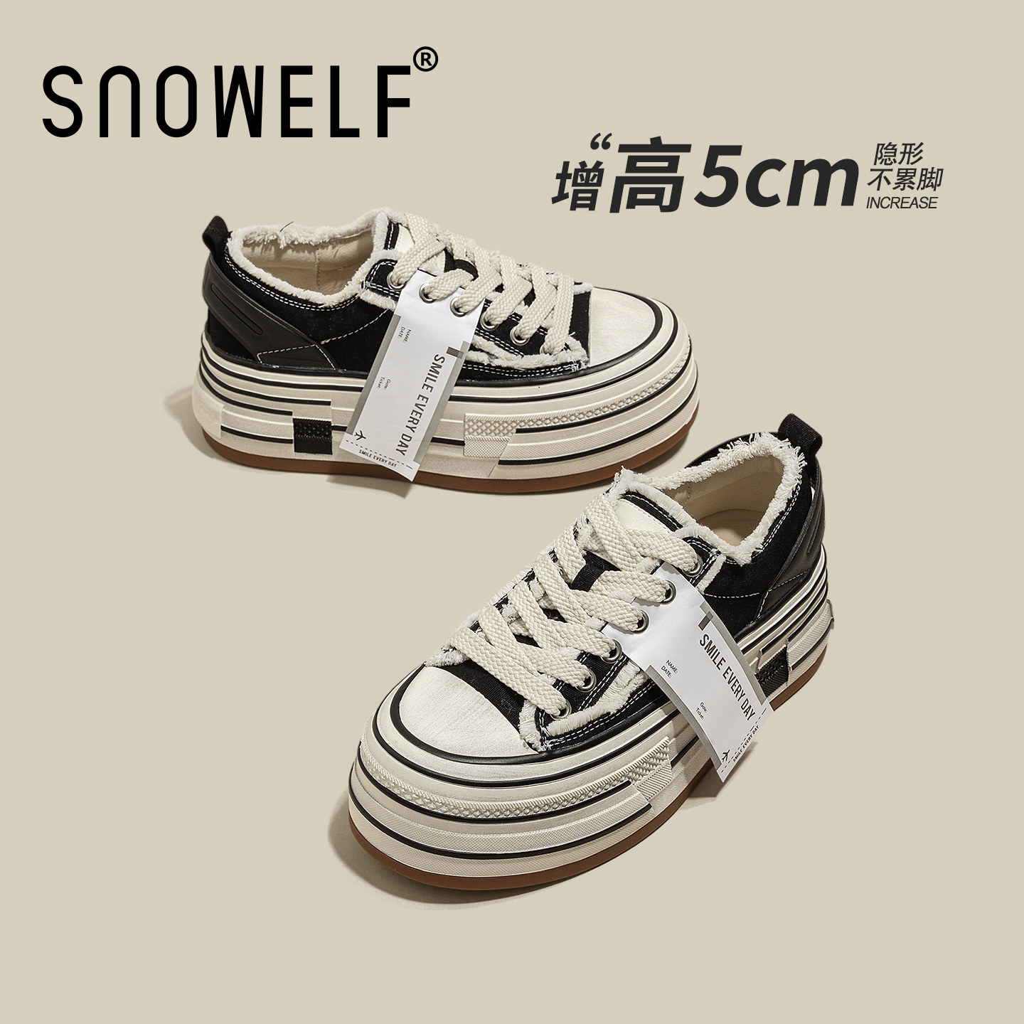 5CM增高厚底帆布鞋女款2026夏季新款松糕乞丐鞋百搭女鞋休闲板鞋