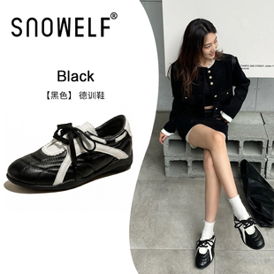 厚底玛丽珍德训鞋女款2026新款爆春季黑色鞋子加绒百搭内增高女鞋