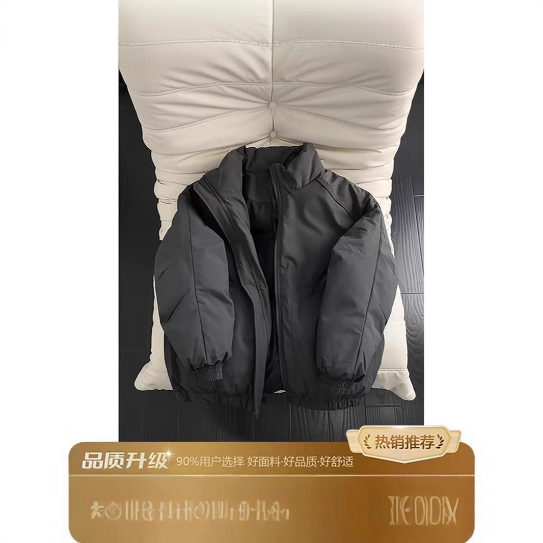 黑色三防短款加厚棉服男冬季美式bomber飞行夹克棉衣解构立领外套