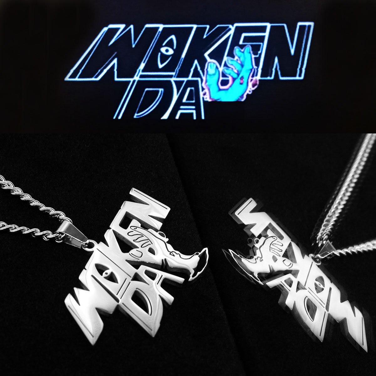 wokenday活死人厂牌嘻哈logo项链钛钢walkingdead说唱街头吊坠