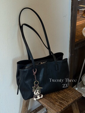 Twenty Three复古高级感植鞣牛皮大容量通勤包慵懒风单肩托特包