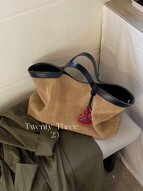 Twenty Three秋冬复古磨砂牛皮手提包松弛慵懒风单肩斜挎托特包