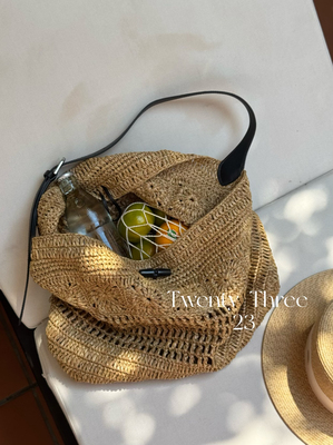 Twenty Three手工编织草编包大容量慵懒感单肩托特包夏季沙滩包