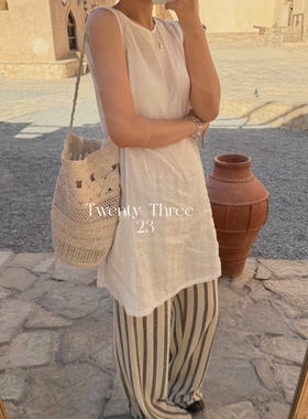 Twenty Three慵懒感手工编织钩花镂空托特包度假风单肩水桶包