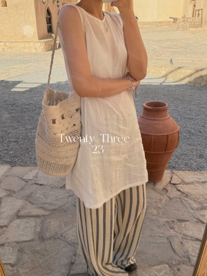 Twenty Three慵懒感手工编织钩花镂空托特包度假风单肩水桶包