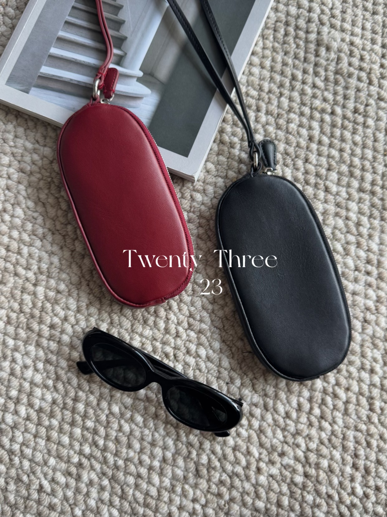 Twenty Three小众设计头层羊皮眼镜包简约百搭挂脖小包