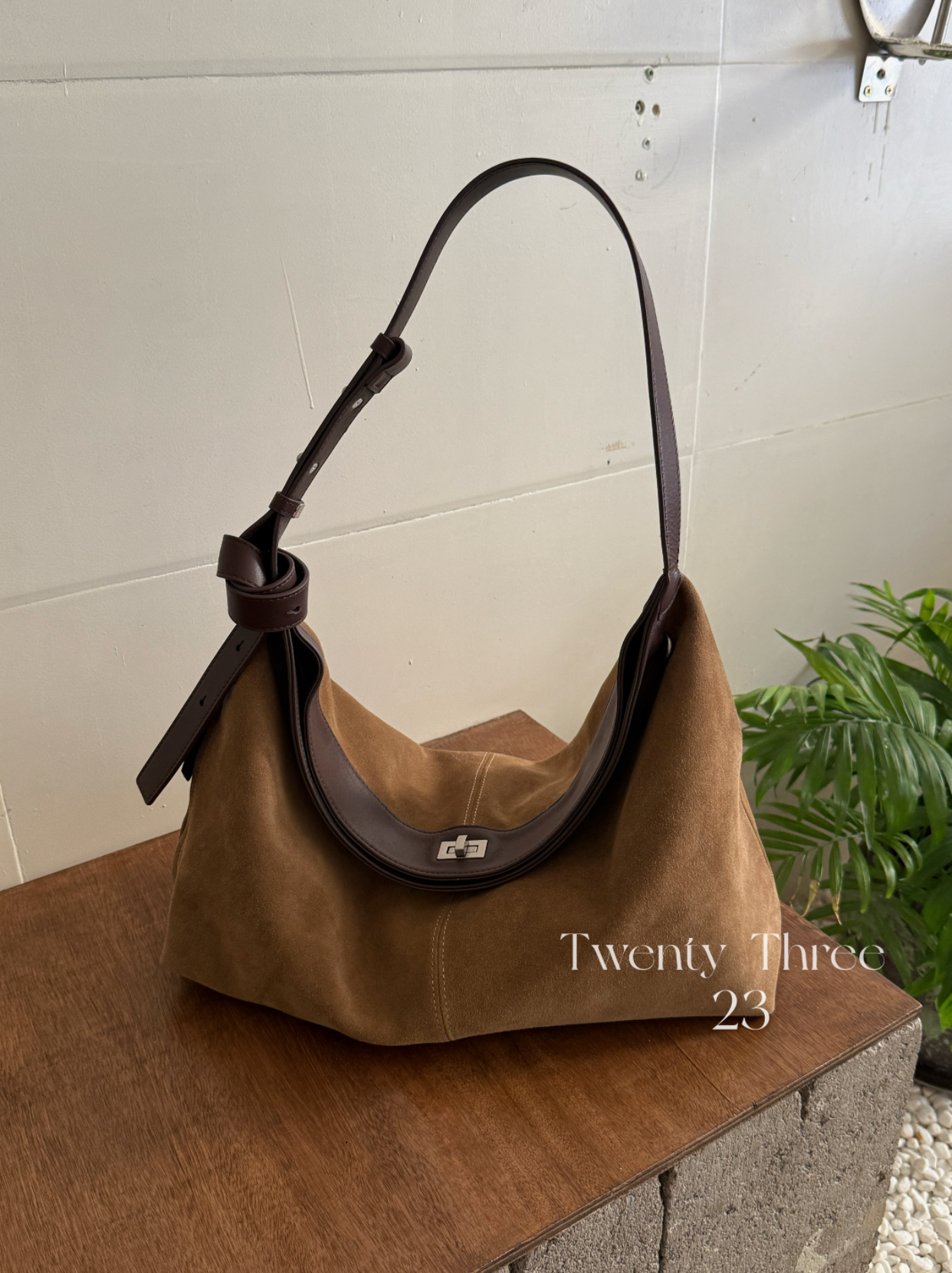 Twenty Three秋冬复古磨砂牛皮hobo包腋下包慵懒风单肩斜挎托特包