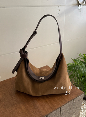 Twenty Three秋冬复古磨砂牛皮hobo包腋下包慵懒风单肩斜挎托特包