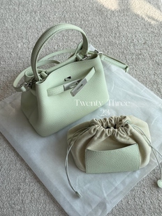 Three极简头层牛皮菜篮子包小众设计单肩斜挎水桶包 Twenty