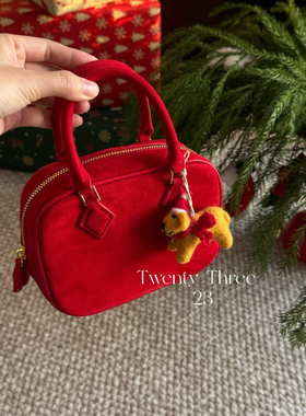 Twenty Three 小众手提包羊京绒保龄球包包百搭单肩斜挎波士顿包