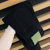 百搭弹力小脚裤 高端四面弹 纯黑色韩版 修身 莱赛尔九分牛仔裤 男士