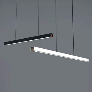 新款设计师极简一字餐桌吊灯吧台书房办公吧台目木长条餐厅灯具