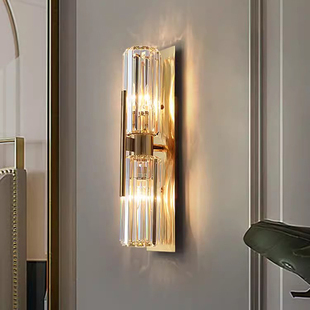 卧室床头灯轻奢客厅电视背景墙水晶壁灯简约现代高级感两侧装饰灯
