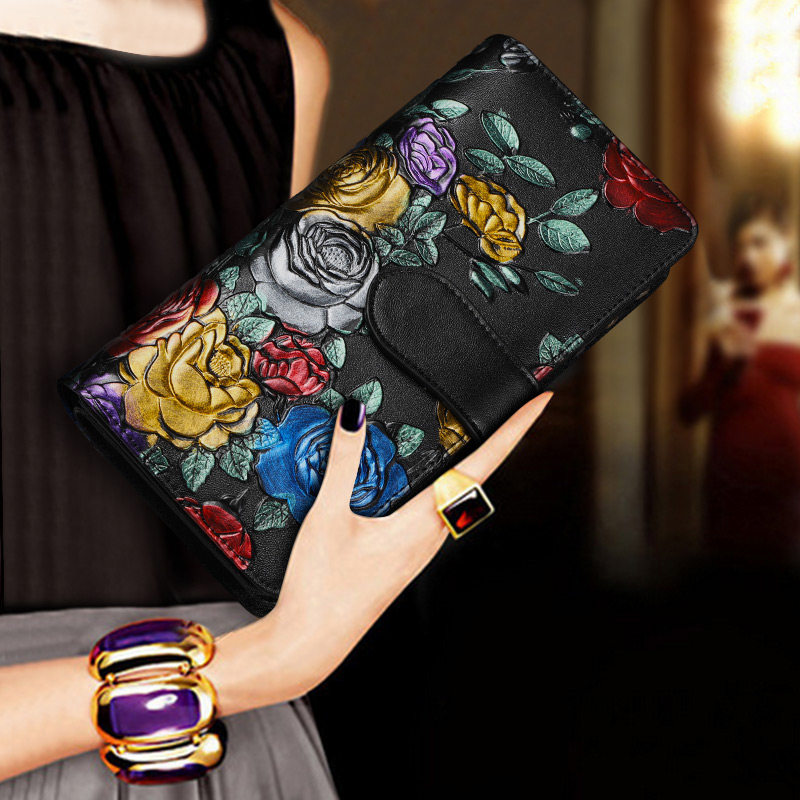 钱包女2020新款女士大容量长款卡包一体包大气复古手拿包可放手机