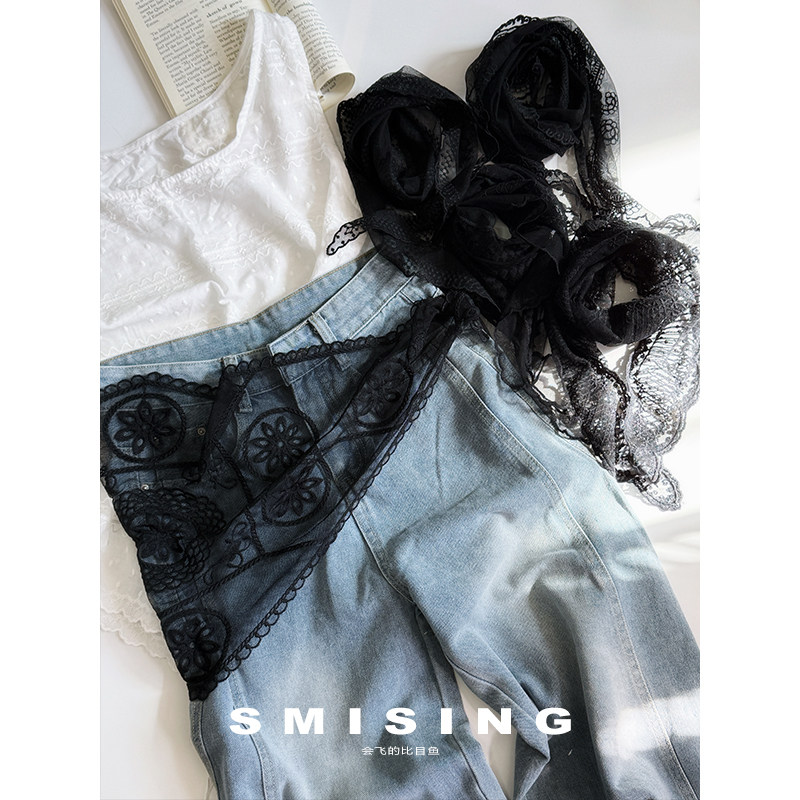 2025新款法式复古黑色蕾丝巾女春夏季百搭系腰三角巾叠穿屁帘腰巾,服饰配件/皮带/帽子/围巾,围巾/丝巾/披肩,淘宝优惠券,粉丝福利购,淘宝优惠卷