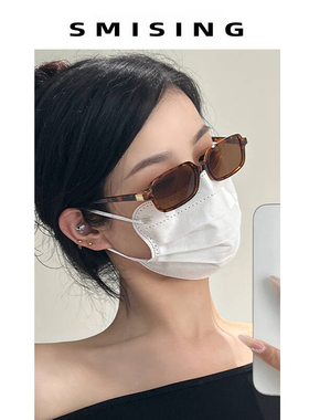 新款时尚方框防蓝光眼镜女春夏季复古长方形窄框小脸显瘦太阳眼镜