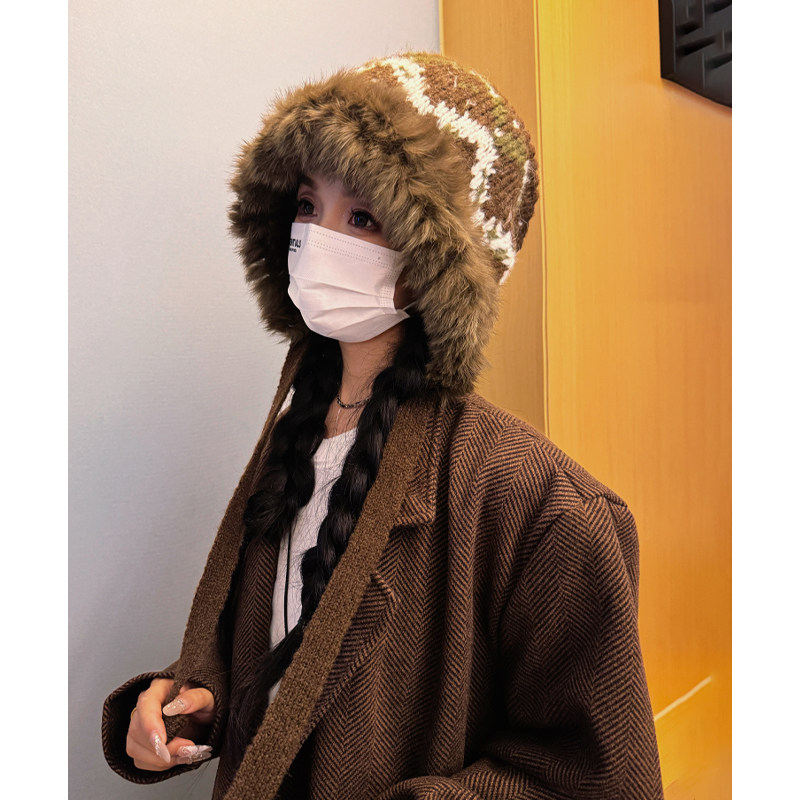 2025新款韩版兔毛针织护耳帽子女秋冬季加厚保暖户外毛线套头帽潮,服饰配件/皮带/帽子/围巾,帽子,淘宝优惠券,粉丝福利购,淘宝优惠卷