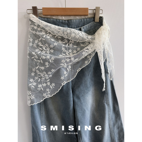 韩版蕾丝小清新花朵三角巾