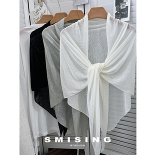 2025新款 纯色柔软亲肤三角巾披肩女夏季 薄款 透气慵懒气质穿搭罩衫