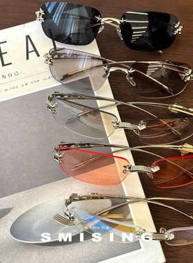 新款韩版高级感辣妹星星蝴蝶结眼镜女春夏季时髦水钻装饰太阳眼镜