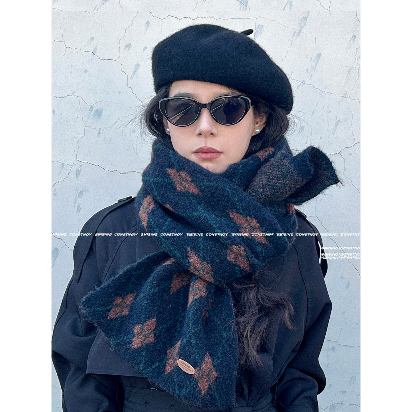 软糯针织菱形格子围巾女秋冬保暖围脖情侣款学生时尚护颈百搭披肩,服饰配件/皮带/帽子/围巾,围巾/丝巾/披肩,淘宝优惠券,粉丝福利购,淘宝优惠卷