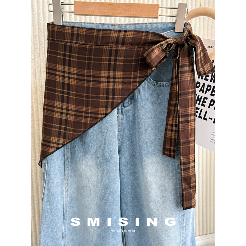 韩版复古时尚格纹屁帘