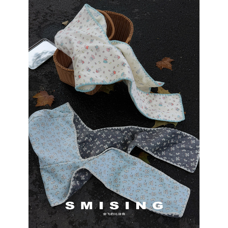 韩系甜美可爱双面可戴萌物兔子帽子围巾一体女秋冬保暖百搭包头帽