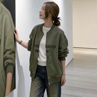 南油高端女装 明星同款 美式休闲宽松做旧1996字母印花卫衣外套女