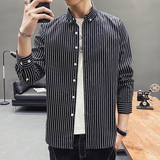2023新款韩版条纹衬衫男长袖修身衬衣青年帅气寸衫1301-CS122-P28，男装衬衫，星座1301
