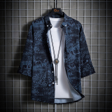 男士印花衬衫七分袖夏季韩版潮流帅气中袖衬衣1301-CS179-P28,男装衬衫,星座1301, 男士印花衬衫七分袖夏季韩版潮流帅气中袖衬衣1301-CS179-P28,男装衬衫,星座1301,