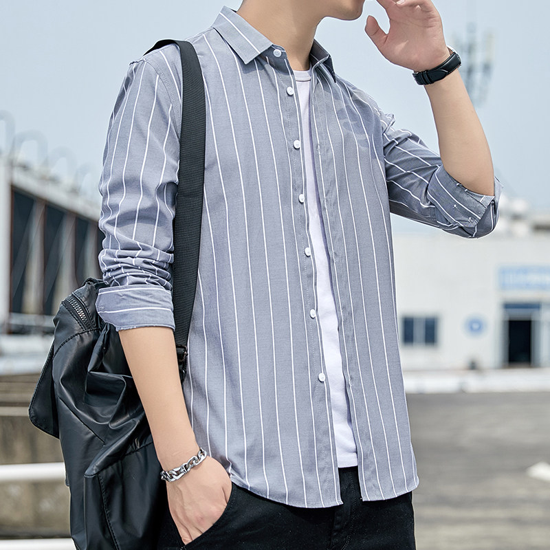 男士条纹衬衫长袖韩版潮流帅气休闲衬衣备货足1301-CS125-P28,男装衬衫,星座1301