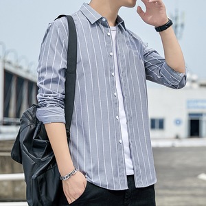 男士条纹衬衫长袖韩版潮流帅气休闲衬衣备货足1301-CS125-P28图片
