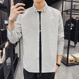 2023新款韩版条纹衬衫男长袖修身衬衣青年帅气寸衫1301-CS122-P28，男装衬衫，星座1301