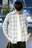港风格子衬衫男士长袖春季版帅气衬衣青少年寸衫潮1301-CS121-P26，男装衬衫，星座1301