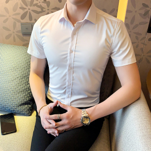 短袖衬衫男士商务休闲衬衣修身帅气职业白寸衫 1301-CS72-P20图片