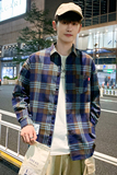 港风格子衬衫男长袖春季休闲衬衣青少年帅气寸衫潮1301-CS120-P26，男装衬衫，星座1301