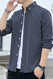 韩版条纹衬衫男长袖修身衬衣青年帅气休闲寸衫1301-CS122-P28，男装衬衫，星座1301