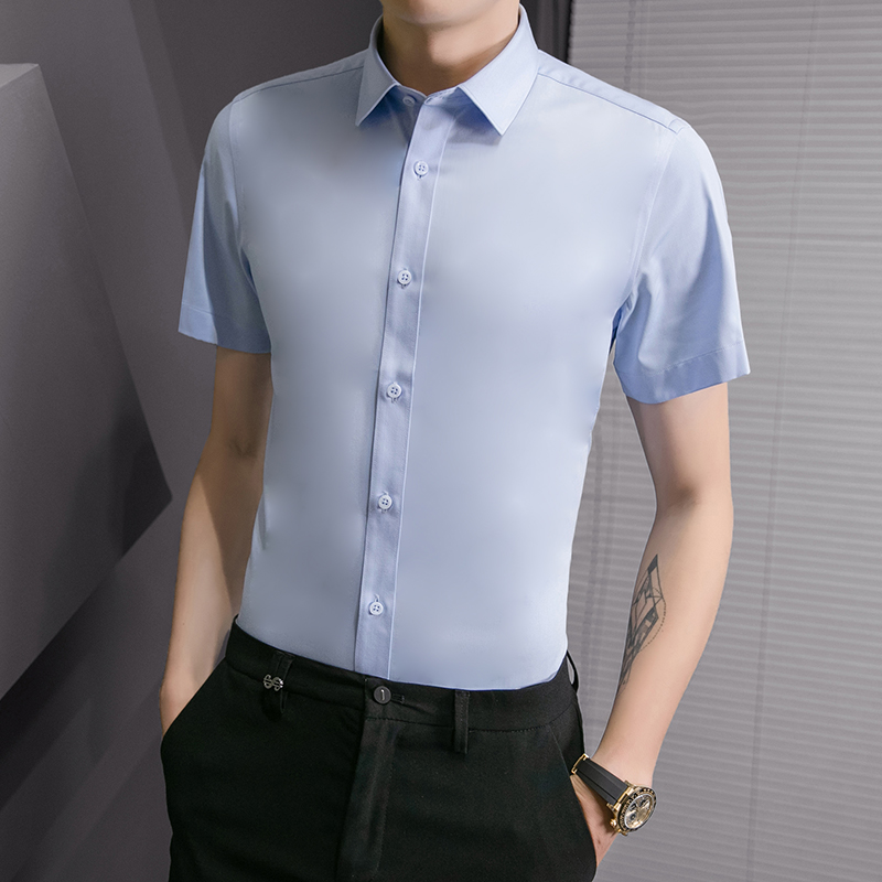夏季男士短袖衬衫韩版商务休闲衬衣修身帅气白寸衫1301-CS72-P20，男装衬衫，星座1301