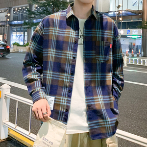 港风格子衬衫男长袖休闲衬衣青少年帅气寸衫潮1301-CS120-P26图片