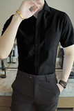 2024新款纯色商务男衬衫短袖夏季工作服职业工装衬衣1301-D80-P28，男装衬衫，星座1301
