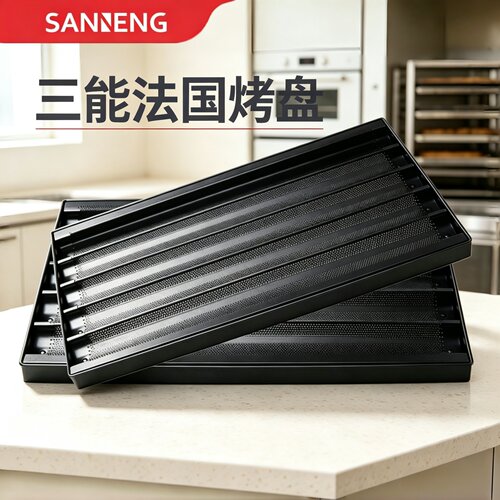 三能模具SN1595超长蛋挞模具法国不沾烤盘5槽4槽法烤法棍面包烤盘