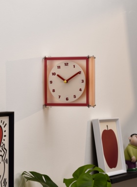 家用创意双面挂钟方形墙转角时钟客厅拐角钟表挂墙2026新款高级感