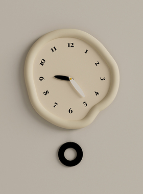 简单大气餐厅餐桌饭厅装饰挂钟2025新款钟表客厅奶油风无声超静音