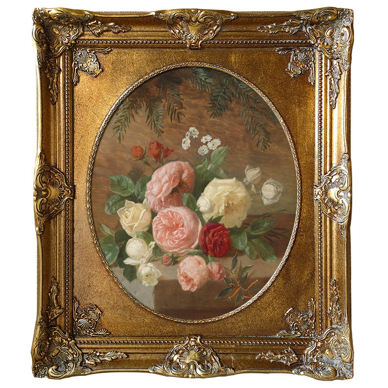 欧式框椭圆形油画框镜框金色装裱画框角花框定做实木外框圆形框