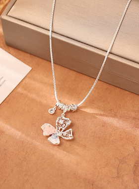 春夏新品时尚简约气质锆石花朵项链吊坠高级感清新甜美超仙锁骨链