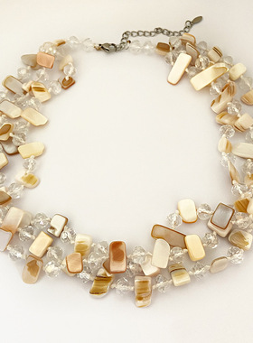 Personalized three-layer shell crystal bead necklace
