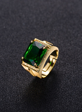 新品戒指男复古方形开口可调节