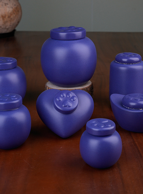 蓝色陶瓷罐猫爪罐陶瓷密封罐药粉储物罐防潮茶叶罐收纳罐创意瓷器